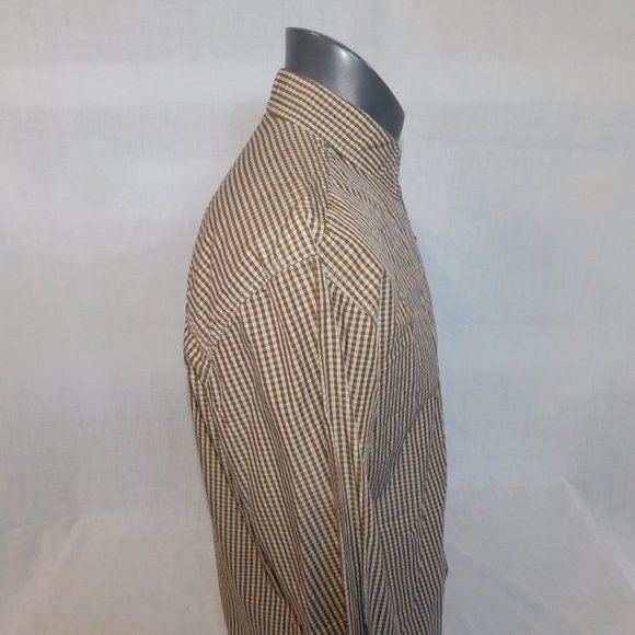 Mavi Mens L Brown White Check gingham button front long sleeve shirt - Picture 6 of 10